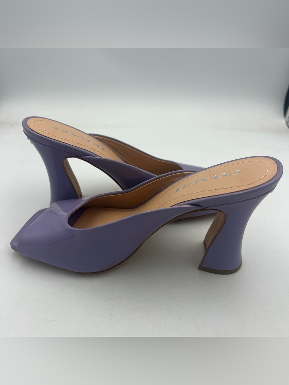 COACH Laurence Patent All Leather Sandal Heel Violet Purple Women’s Size 8 NEW - Picture 7 of 13